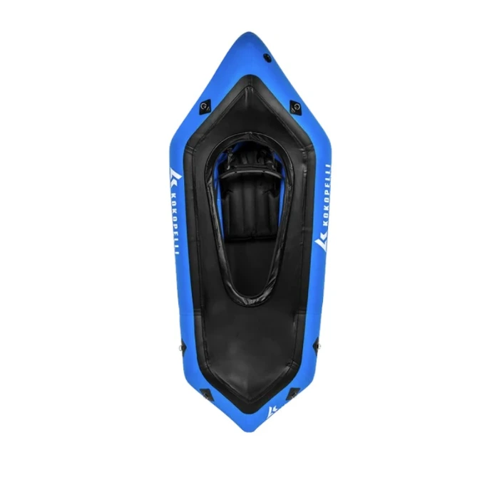 Kokopelli Recon Spraydeck packraft in blue, top view